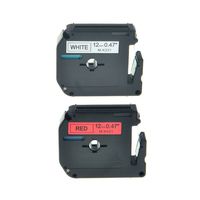 NineLeaf 2PK Black on White MK231 Black on Red MK431 12mm 8m Label Tape Compatible for Brother M-K231 M231 M-K431 M431 P-Touch PT-70 PT-65 PT-80 Printer