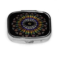 Pill Organizer Case, Interior Cathedral Notre Dame Strasbourg Alsace Portable Pill Box Small Pill Container for Purse Or Pocket, Square Pill Box (2 Compartment)