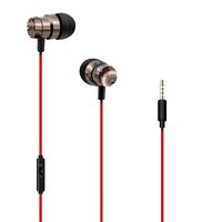 Veroyi Wired in-Ear Earbuds, Mini Lightweight Metal Stereo Earphones with Microphone Mic, Music Control, 3.5mm Jack (Black+Red)