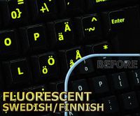 Glowing fluorescent Swedish/Finnsh keyboard sticker