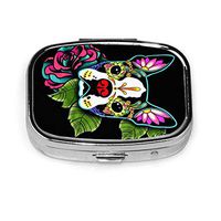 Pill Box Case Tatoo Boston Terrier Travel Medicine Organizer Arthritis Friendly BPA Free Separate Compartments for Hold Vitamins Cod Liver Oil Supplements