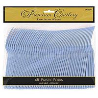 Amscan 8010.108 Premium Heavy Weight disposable-forks, 9.7 x 10.3, Pastel Blue