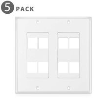 TNP Keystone Wall Plate (5 Pack) - Keystone Insert Jack Single Gang Wiring Plug Socket Decorative Face Cover Outlet Mount Panel with Screws White (8 Port)