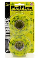 Pet Flex Self-Adhering Elastic Bandage - No Chew 2-CT 2" x 5 yds, Bitter Yellow Bandage/Green No Chew Print, Model Number: R2202NC-048
