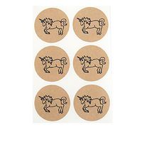 Kraft Brown Unicorn Round Stickers, Circle Seals and Labels by Once Upon Supplies, for Sealing Envelopes and Decorating Unicorn Themed Parties, 1.5 Inches, 60 Stickers
