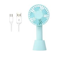 Carlus USB Handheld Fan 1200mAh Rechargeable Personal Portable Noiseless Fan with Three Speeds for Outdoor/Indoor Desk Camping Sleeping Travelling (Blue)
