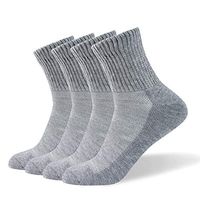 Well Knitting Diabetic Socks for Men & Women Non-Binding Top Quarter Socks 4 Pairs (L, Grey)