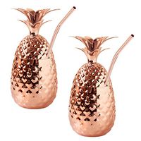 Bronze Pineapple Cup Brass Pineapple Cup Cold Drink Juice With Ice Cup Suitable For Indoor Parties, Hot Weather 2 Pack 12 Oz,Silver