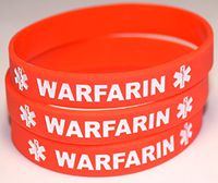 Warfarin Medical Alert 3-Pack Adult Size Bracelets (8 inch) (red, red, red)