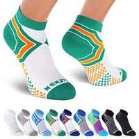 NEWZILL Low Cut Compression Socks - Unisex Running Socks With Embedded Frequency Technology For Heel, Ankle & Arch Support (Medium, Green/Orange)