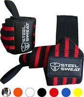 Steel Sweat Wrist Wraps Best for Weight Lifting, Powerlifting, Gym and Crossfit Training - Heavy Duty Support in Sizes 18" Black/Red