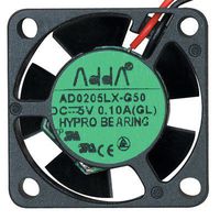 Adda AD0205LX-G50-R Fan, 5.5" Leads, 5VDC, 1.8cfm, 25 mm L x 25 mm W x 10 mm H
