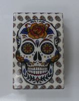 3114-125 - king size -candy skull cigarette case - flip open