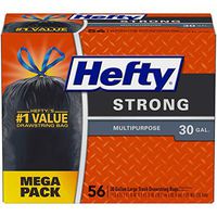 Hefty Strong Multipurpose Large Black Trash Bags, 30 Gallon, 56 Count