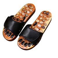 Foot Massage Slippers Acupressure Shoe Pebbles Massage Reflexology Comfortable for Men and Women HMYH,Black,4142