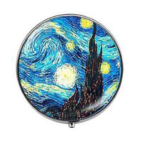 Van Gogh Starry Night - Van Gogh Painting Pill Box - Charm Pill Box - Glass Candy Box