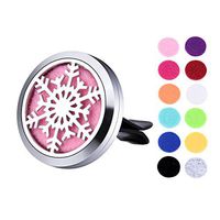 VALYRIA Stainless Steel Snowflake Car Air Freshener Aromatherapy Essential Oil Diffuser Locket with Vent Clip