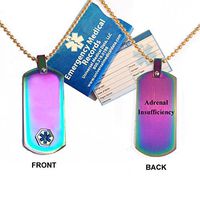 Adrenal Insufficiency Medical Alert ID Dog Tag Pendant in Anodized Titanium
