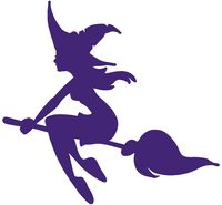 hBARSCI Witch on a Broomstick Vinyl Decal - 5 Inches - for Cars, Trucks, Windows, Laptops, Tablets, Outdoor-Grade 2.5mil Thick Vinyl - Purple