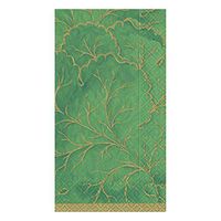 Caspari Gilded Majolica Paper Guest Towel Napkins in Green, Four Packs of 15