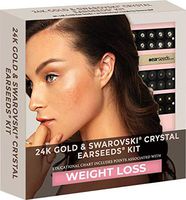 Ear Seeds: Weight Loss 24K & Swarovski Crystal EarSeeds Kit – 40 Pcs. 24K Gold + 20 Pcs. with Swarovski – Long-Lasting – Precision Tweezers – Complete Ear Acupressure Chart for Weight Loss