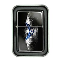 Windproof Refillable Oil Lighter with Tin Gift Box Navy Design-008