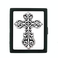Perfection In Style Metal Cigarette Case Vintage Cross Design 004