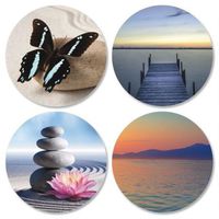 Peaceful Photo Envelope Seals - Set of 24 (4 Designs) Sticker Seals on 8-1/2" x 11" Sheet