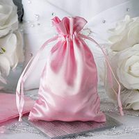 Efavormart 12PCS Pink Satin Gift Bag Drawstring Pouch Wedding Favors Bridal Shower Candy Jewelry Bags - 4"x 6"