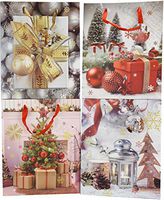 Christmas Gift Bags with Glitter Four Designs Pack of 12