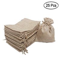 25 Pcs Burlap Bag with Drawstring Linen Burlap Pouches Gift Bags for Wedding Favors, DIY Craft, Present, Snacks 7" x 5"