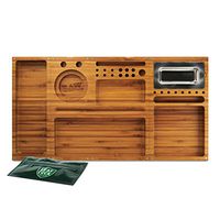 RAW Triple Flip Magnetic Bamboo Rolling Tray with Leaf Lock Gear Smell Proof Tobacco Pouch