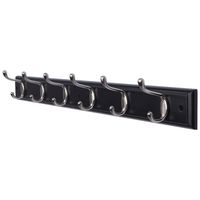 DOKEHOM 6-Satin Nickel Hooks -(Available 4 and 6 Hooks in 4 Colors) on Black Wooden Board Coat Rack Hanger, Mail Box Packing