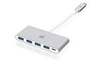 IOGEAR USB-C to 4 Port USB-A Hub with Power Delivery Pass-Thru, GUH3C4PD