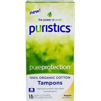 Puristics 100% Organic Cotton Tampons with Flushable Cardboard Applicator - Regular Absorbency (16 Count)