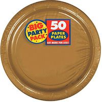 amscan 640013.19 Tableware, Big Party Pack Paper, Gold Plates, One Size