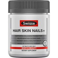 Swisse Ultiboost Hair Skin Nails Supplement | Premium Beauty Formula, Supports Collagen Production | Rich in Vitamin C & Silica, Plus Biotin | 60 Tablets
