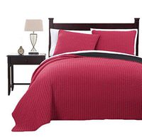 unbrand Reversible Modern Project Runway Coverlet, Super Soft Elegant Quilt & Shams Set/Full/Queen - Red & Black