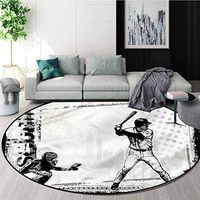 RUGSMAT Sports Modern Machine Round Bath Mat,Baseball Themed American for Home Decor Bedroom Kitchen Etc Round-71