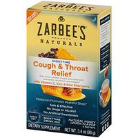 Zarbee's Naturals Cough & Throat Relief Nighttime Drink Mix, Natural Honey Lemon Flavor, 6 Packets