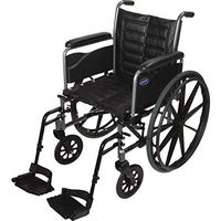Invacare Tracer EX2 Wheelchair, with Full Length Arms and T93HAP Hemi Footrests with Heel Loops, 20" Seat Width