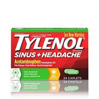 Tylenol Sinus + Headache Non-Drowsy Daytime Caplets with Acetaminophen & Phenylephrine HCl, 24 ct