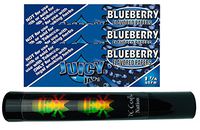 Herb Airtight Tube Pocket Protector with Juicy Jay's Blueberry 1.25 Flavored Hemp Rolling Papers 3 Count DC Crafts Nation- Rasta Skull