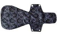 MUMBABY 16 Inch Ultra-deep Sleep Guard Wide Charcoal Bamboo Mama Cloth/Menstrual Pads/Reusable Sanitary Pads (41cm Over-Length) (Black Lace)