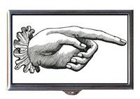 Victorian B&W Graphic Pointing Finger Hand Decorative Pill Box