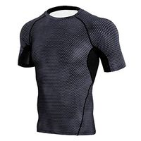 Alixyz Men's Compression Baselayer Athletic Workout T Shirts Running Yoga Blouse (XL, Black)