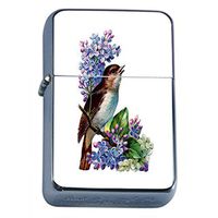 Bird Portrait Flip Top Oil Lighter S1 Smoking Cigarette Smoker Includes Silver Case