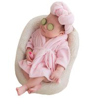 Newborn Baby Photography Props Scarf+Bathrobes 2pcs Set Plush Costume Shooting Photo Prop Shower Gift Accessories Pink