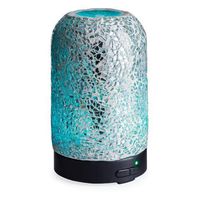 Airomé Reflection Glass Essential Oil Diffuser|100 mL Humidifying Ultrasonic Aromatherapy Diffuser 8 Colorful LED Lights, Intermittent & Continual Mist Auto Shut-Off, Silver