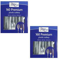 Plexware Cutlery Set 160 Count (40 Knives, 80 Forks, 40 Spoons), Pack of 2, 320 Total, Looks Like Real Plastic Silverware